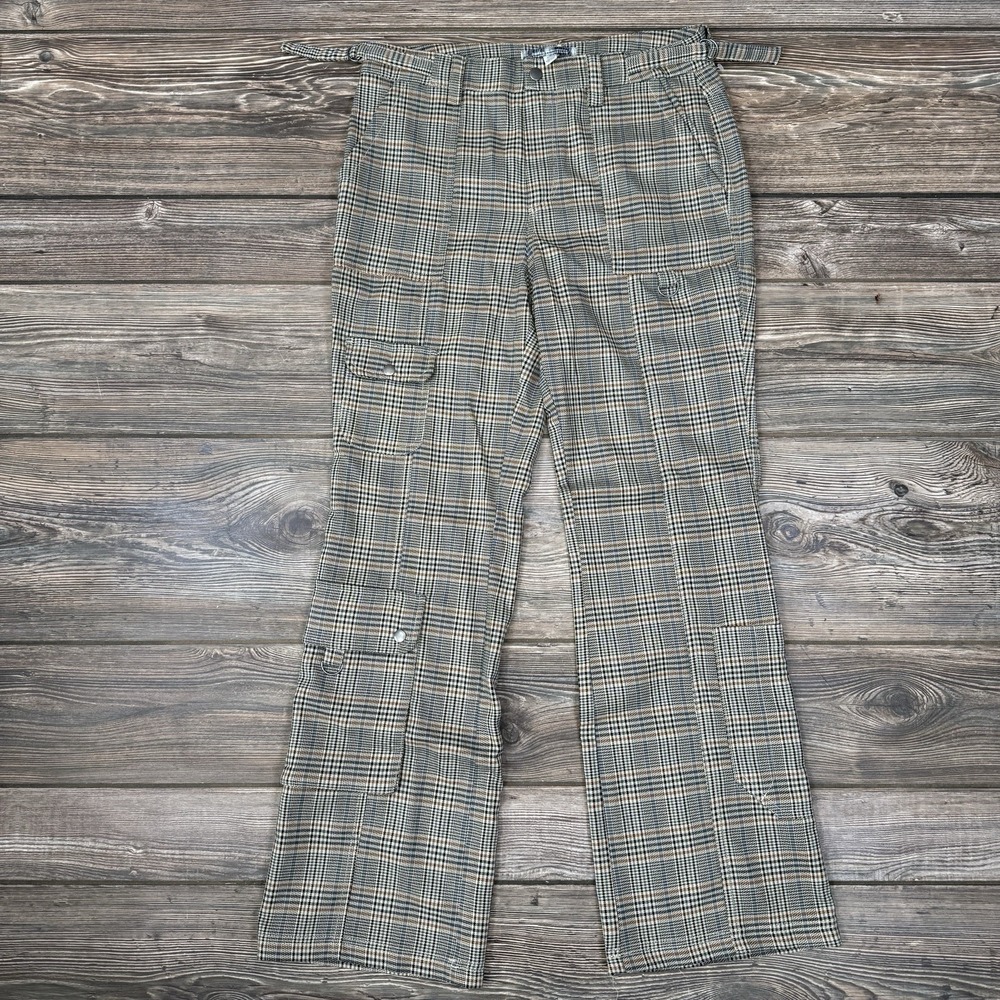 Urban Outfitters Women's Plaid Wide Leg Cargo Pants Brown Y2K‎ Size 6 NWOT - Picture 3 of 8